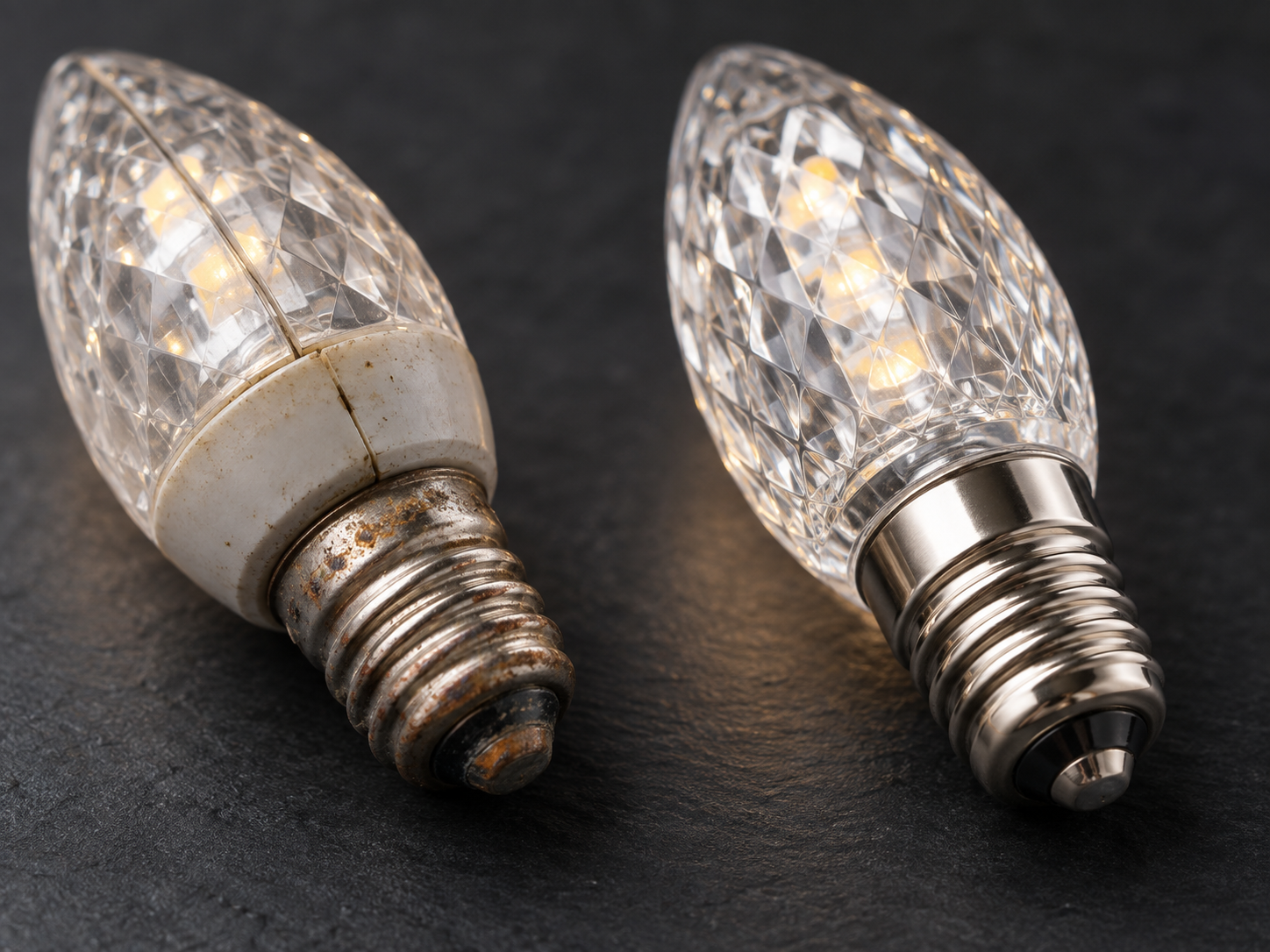 Two-piece versus one-piece LED Christmas bulb construction Two-piece versus one-piece LED Christmas bulb construction