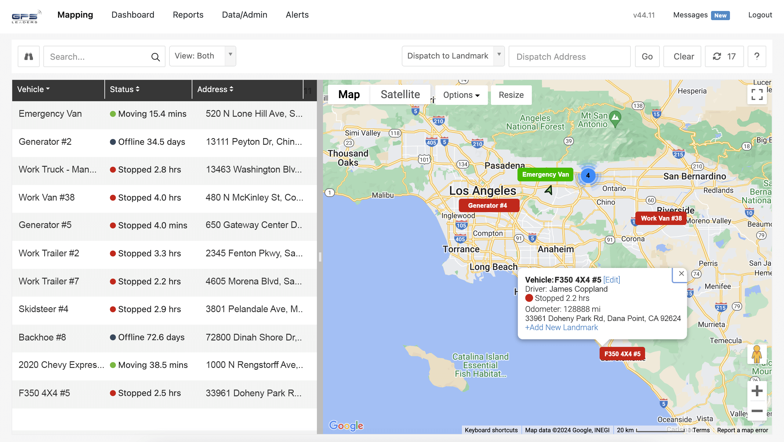 GPS Leaders Fleet Tracking Dashboard