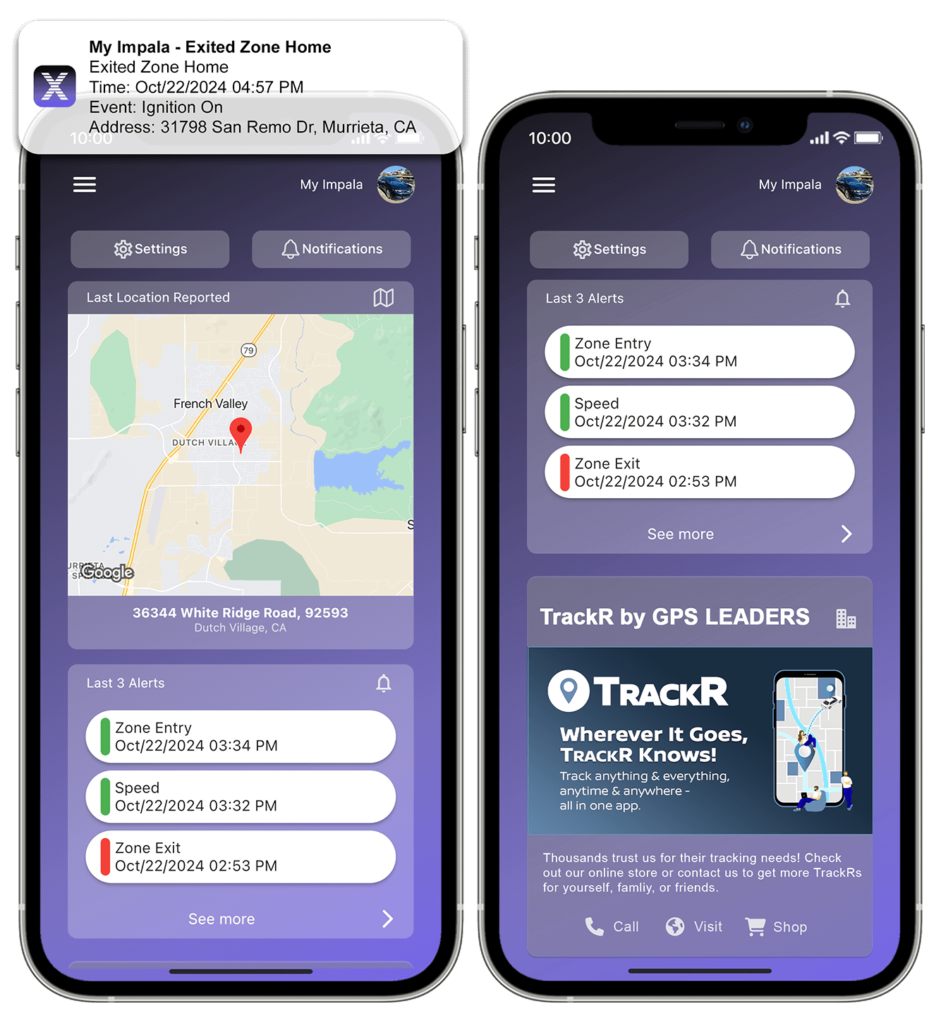 GPS Leaders Personal Tracking TackR App Dashboard