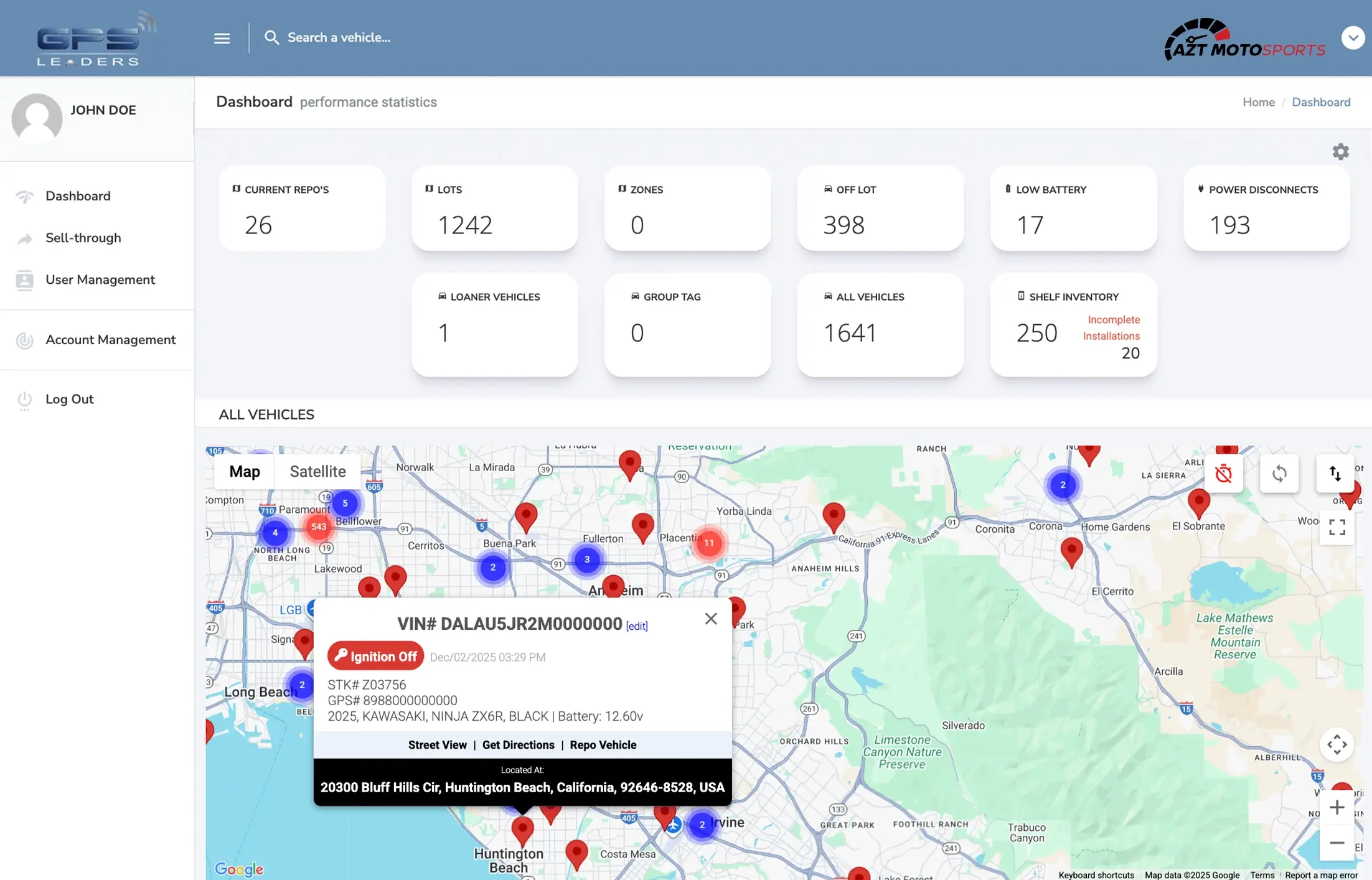 GPS Leaders Power Sport Tracking Dashboard