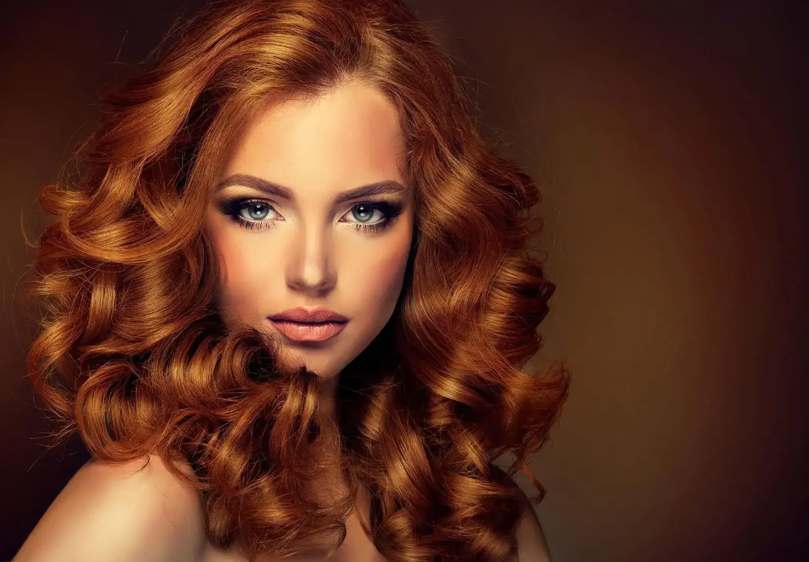 Long copper curls with hair extensions