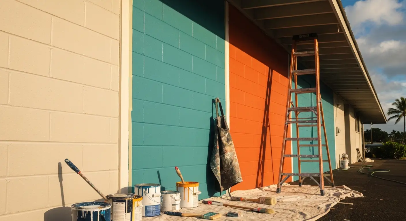 Exterior commercial building painted in Kailua