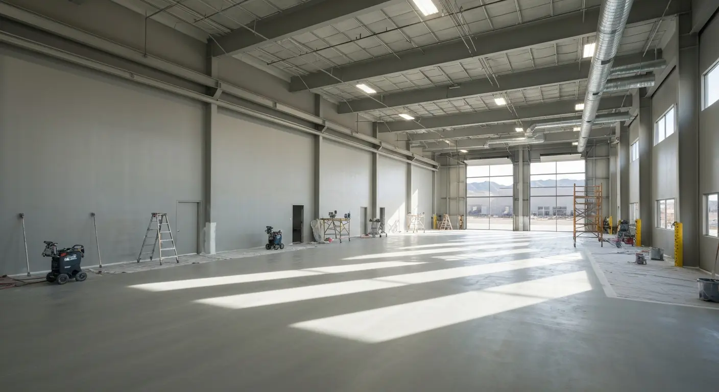 Industrial warehouse painted