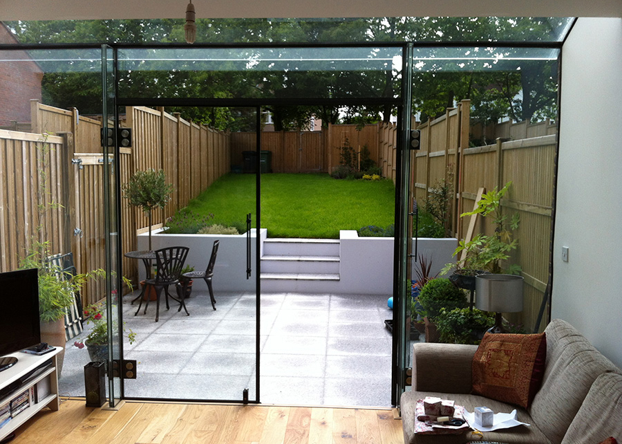Frameless Glass Box Extension with structural glazing - Room Outside