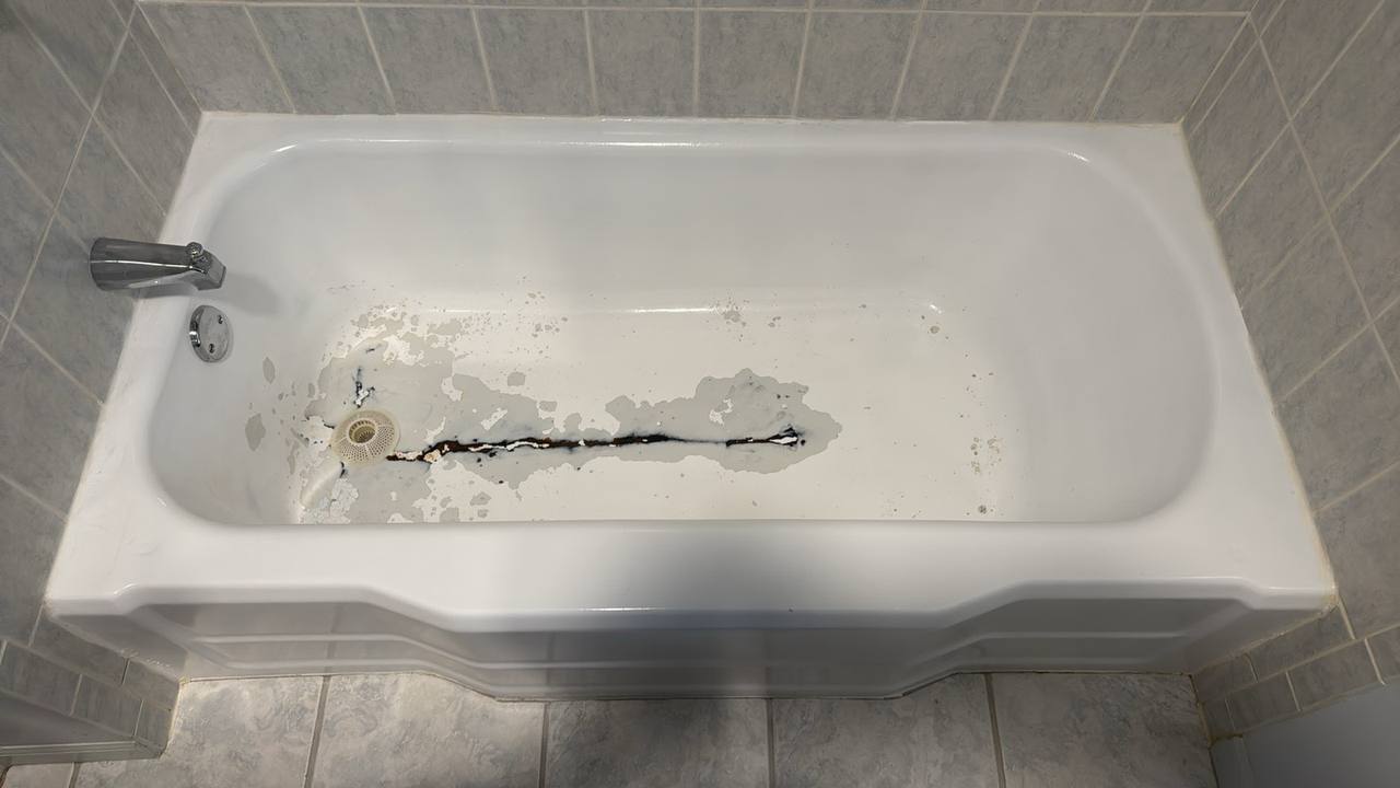 Before - worn bathtub