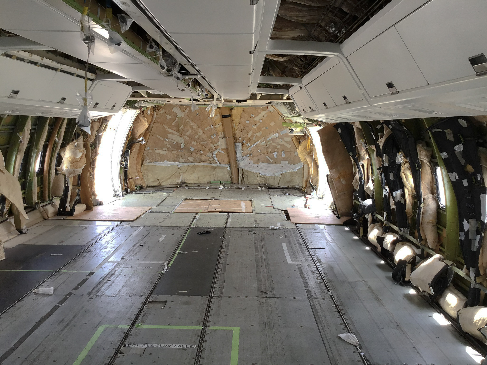 Boeing cabin stripped to bare airframe, alternate angle