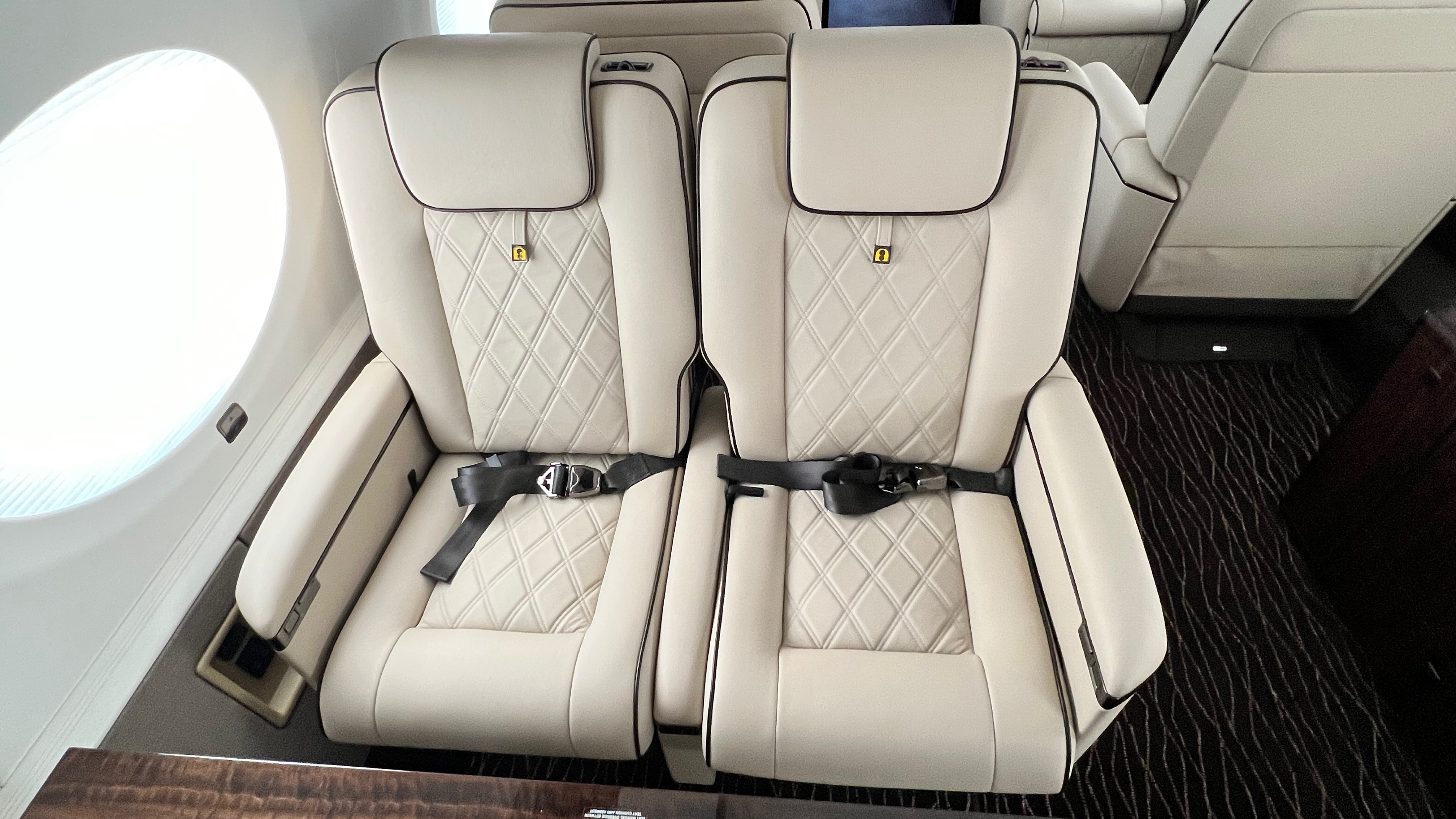 Finished G650 cabin seating, two-seat view