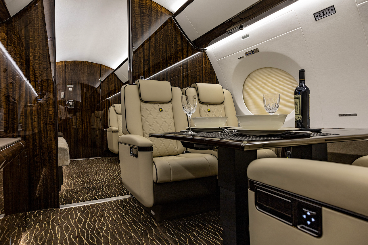 Custom fabricated G650 cabin interior, finished