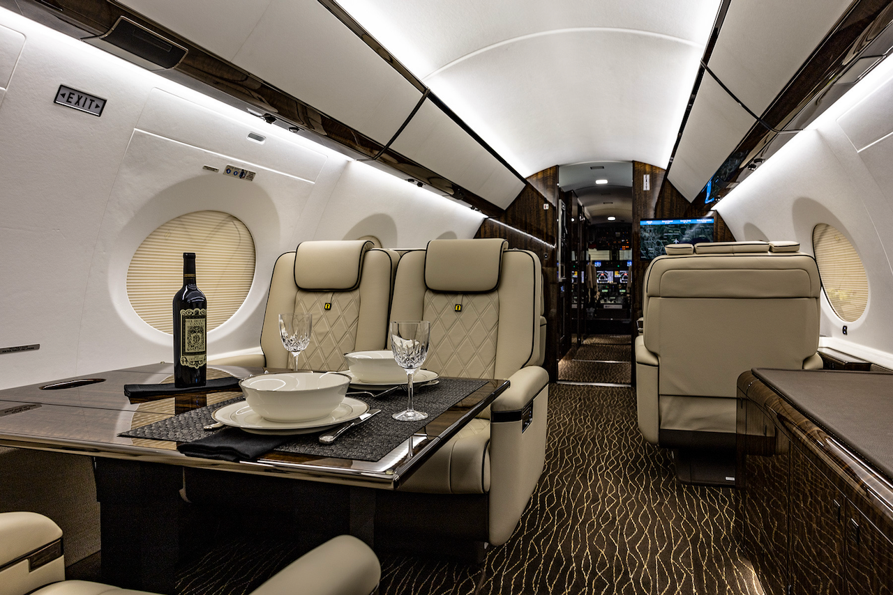 Finished G650 cabin interior, alternate angle