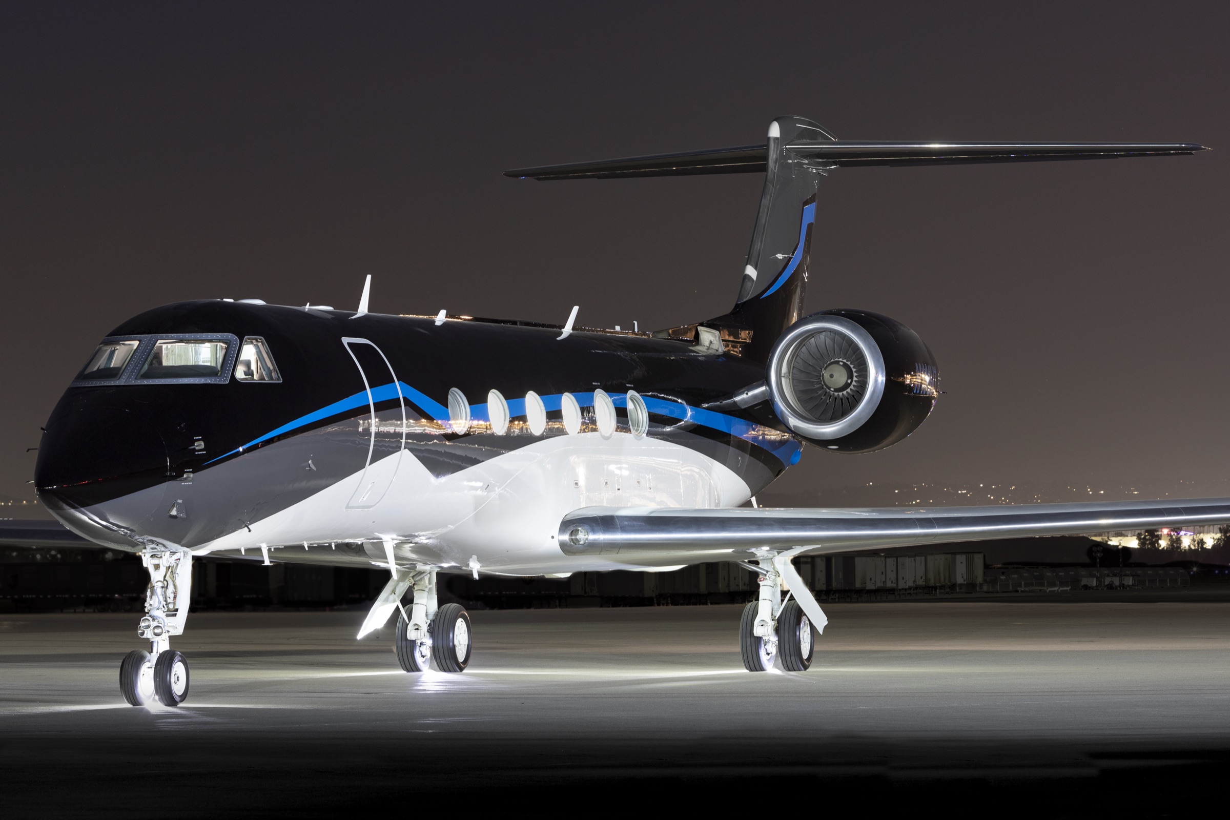 Gulfstream G-V on the tarmac after a complete interior rebuild