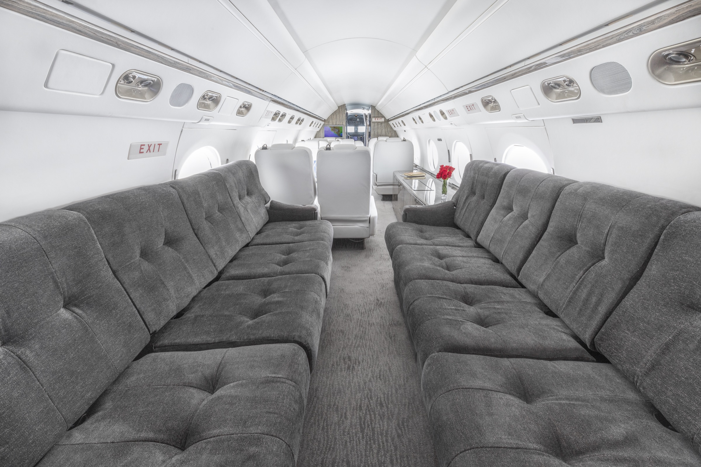 Gulfstream G-V sofa seating after refit