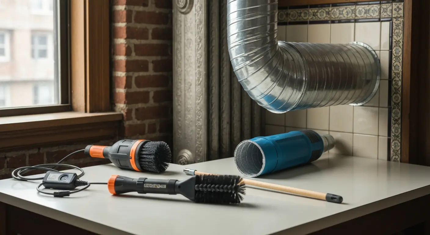 Dryer vent cleaning service removing lint buildup