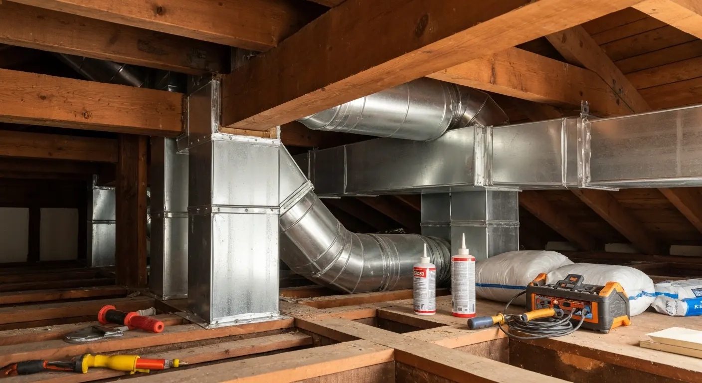 Duct damage repair work