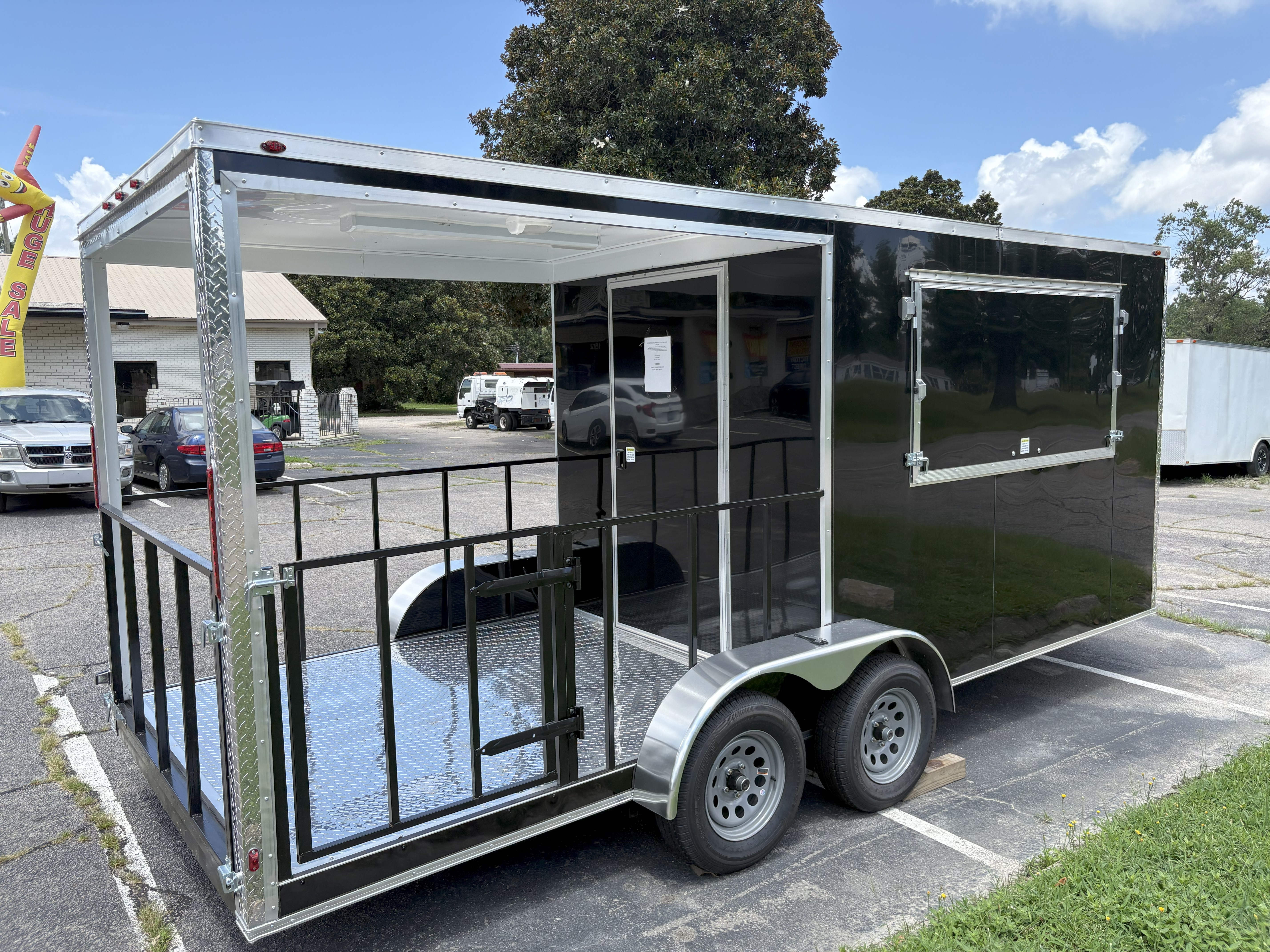 Porch kit add-on on a Devil Dog Trailers build