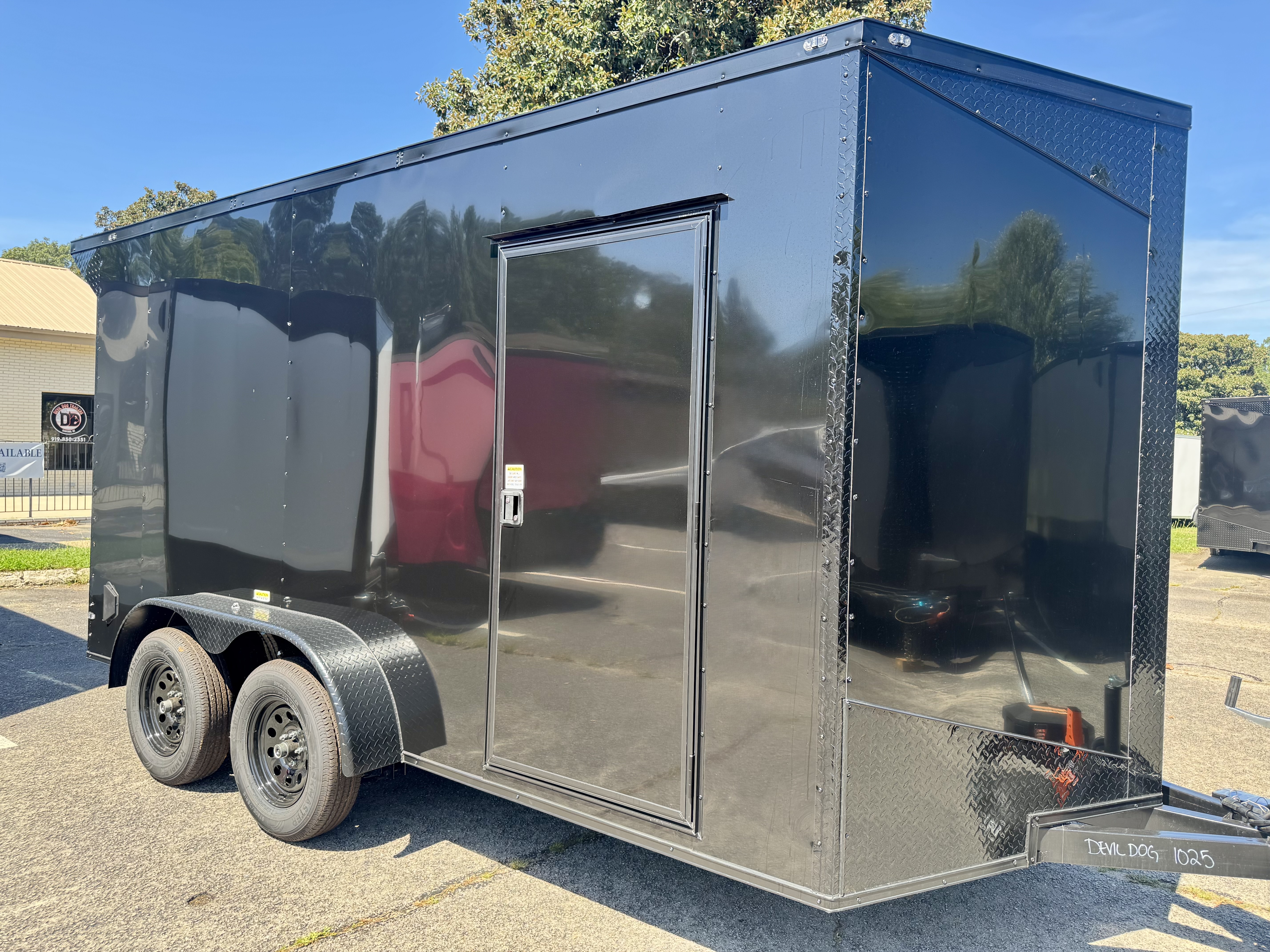 7' x 14' Black Enclosed in stock at Devil Dog Trailers