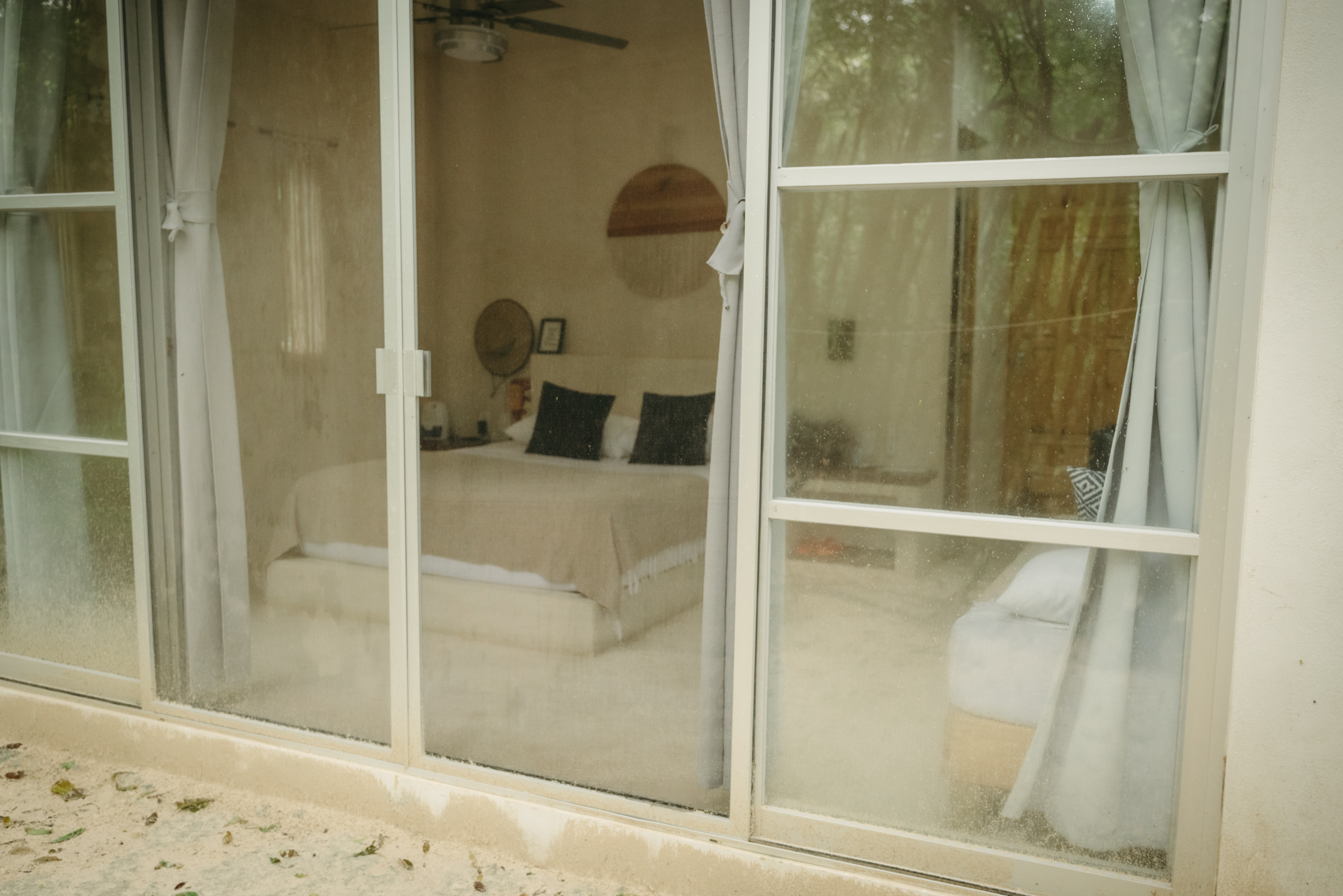 Interior of a shared bedroom with two beds