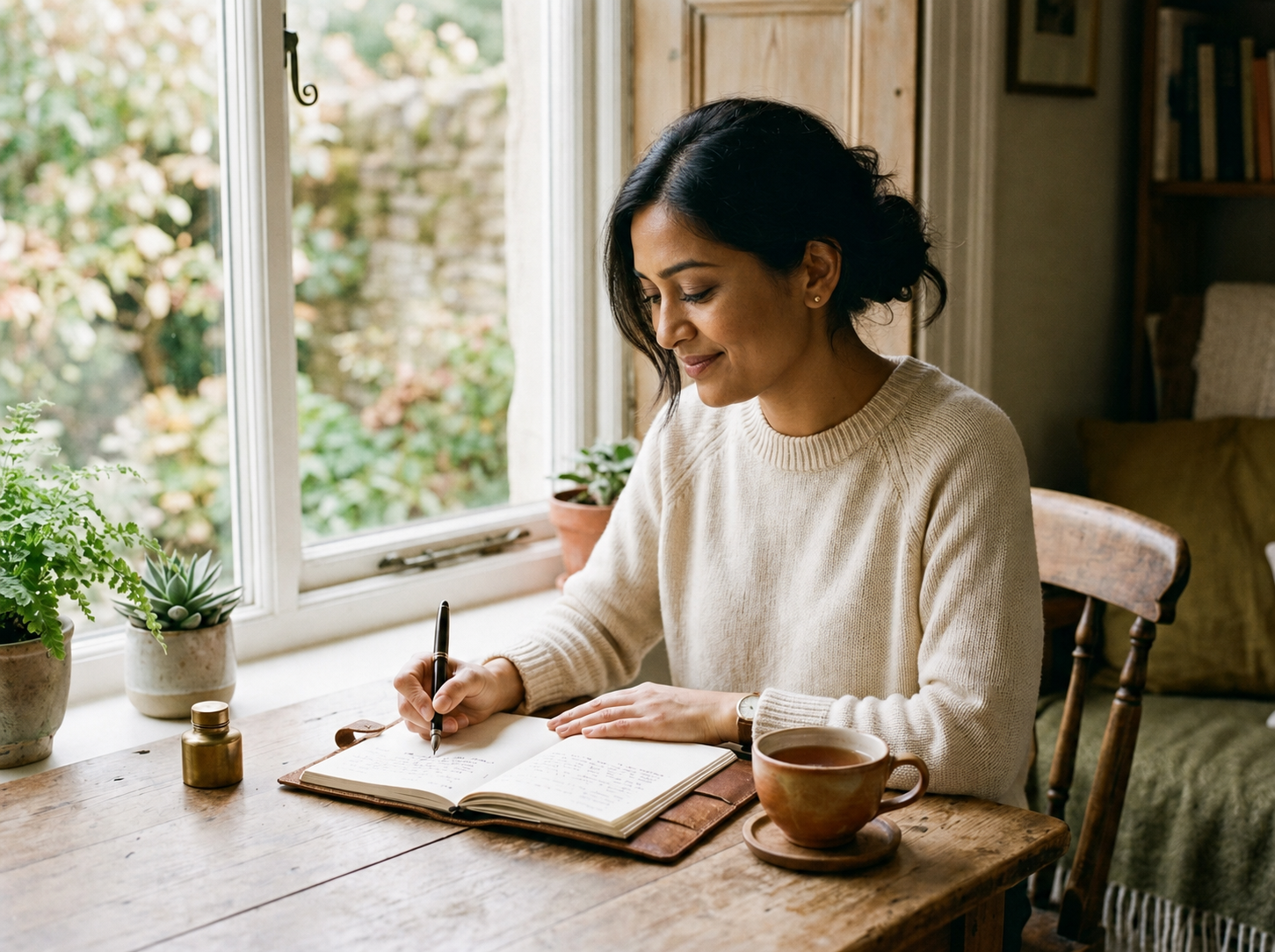 Woman journaling reflectively