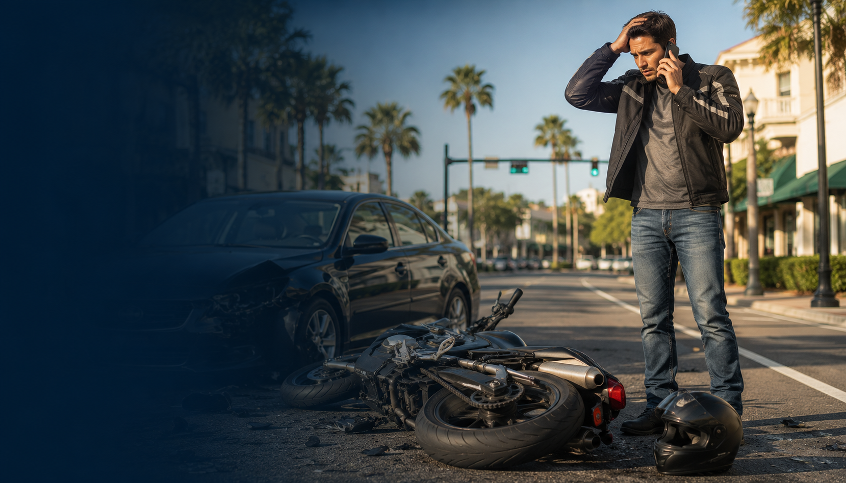 Motorcycle accident scene