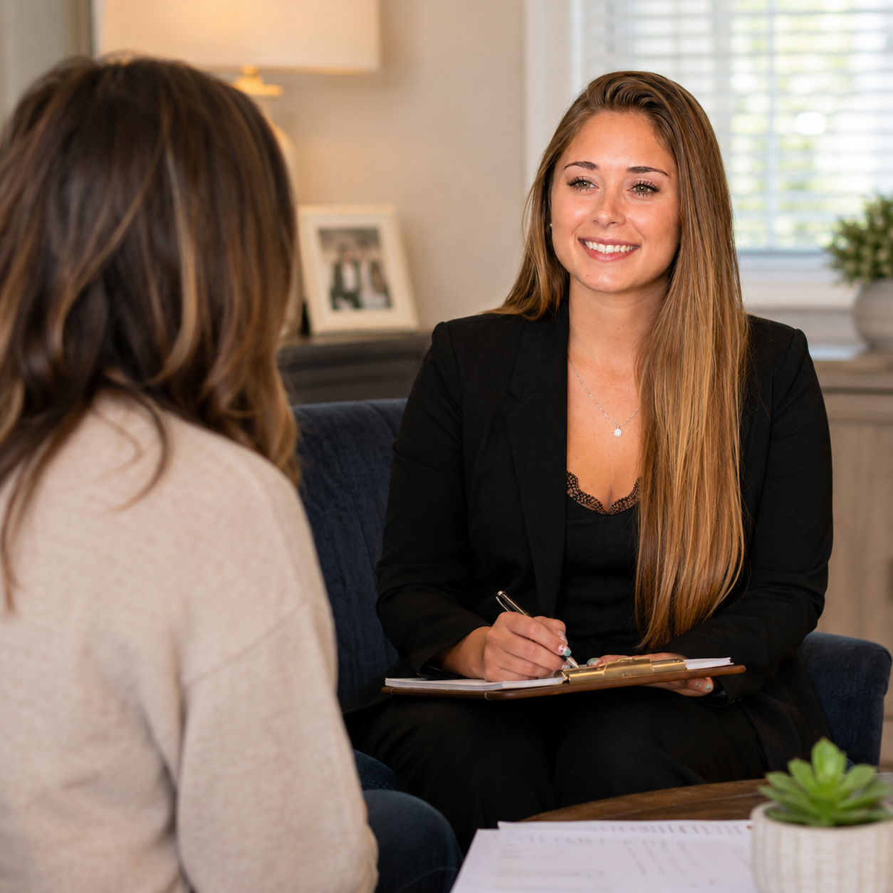 A member of the Heist Law Firm team meeting with an injured client in their home in South Carolina