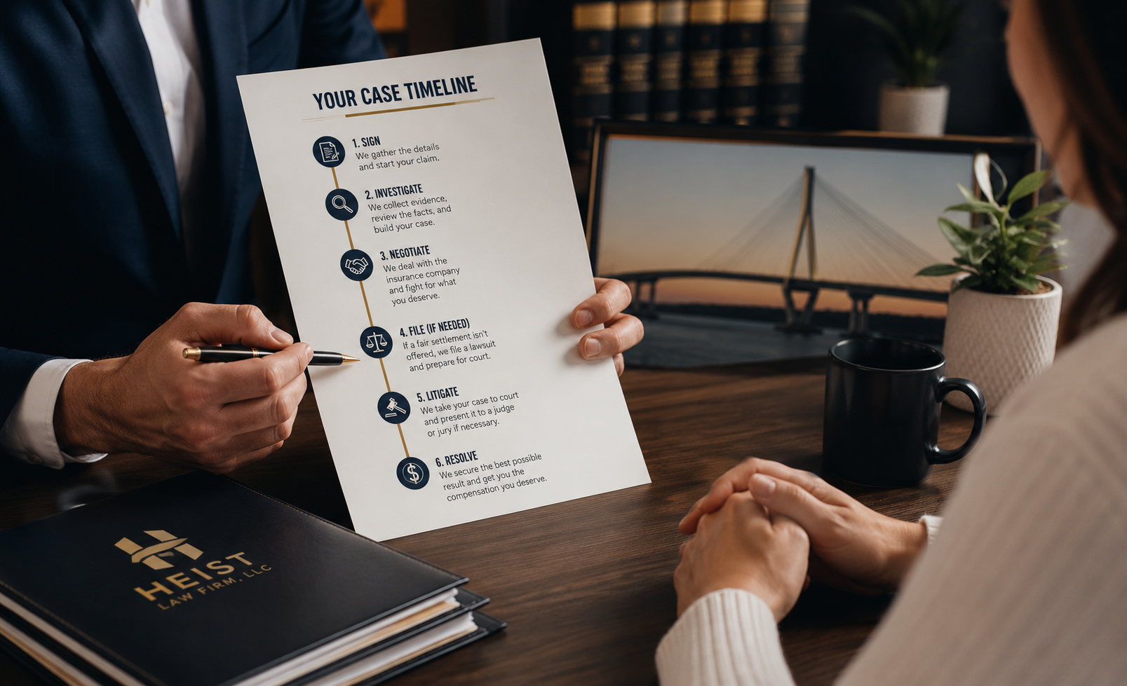 Timeline of a South Carolina car accident case from signing to settlement