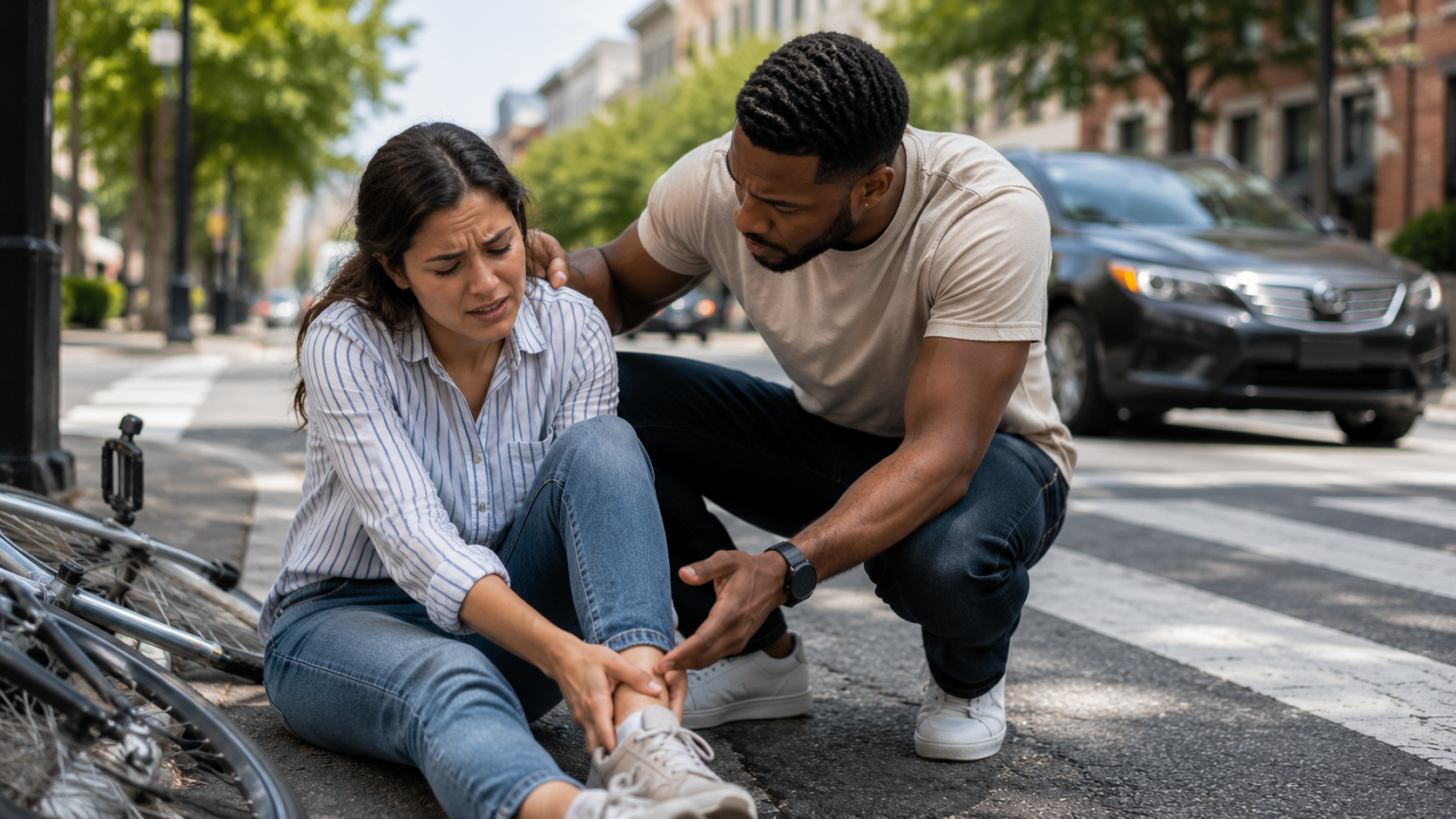 Pedestrians and cyclists struck by a rideshare driver