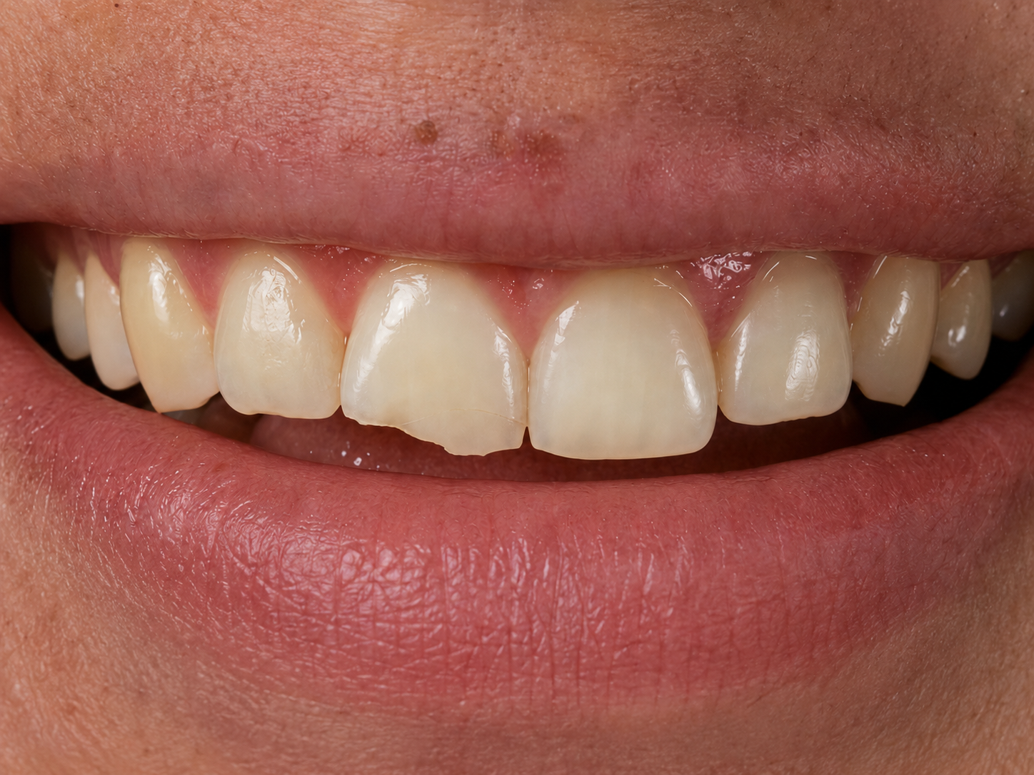 Chipped tooth bonding repair before