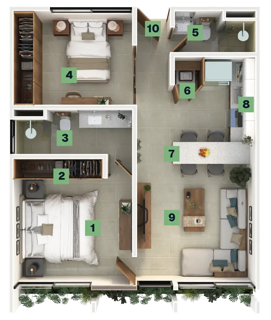 Plano dos recámaras