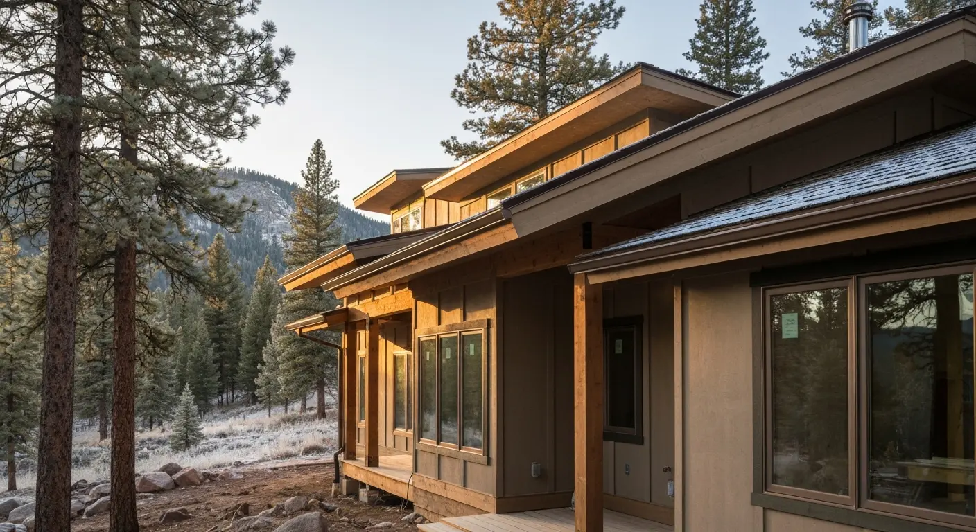 Custom home exterior in Red Feather Lakes mountain setting