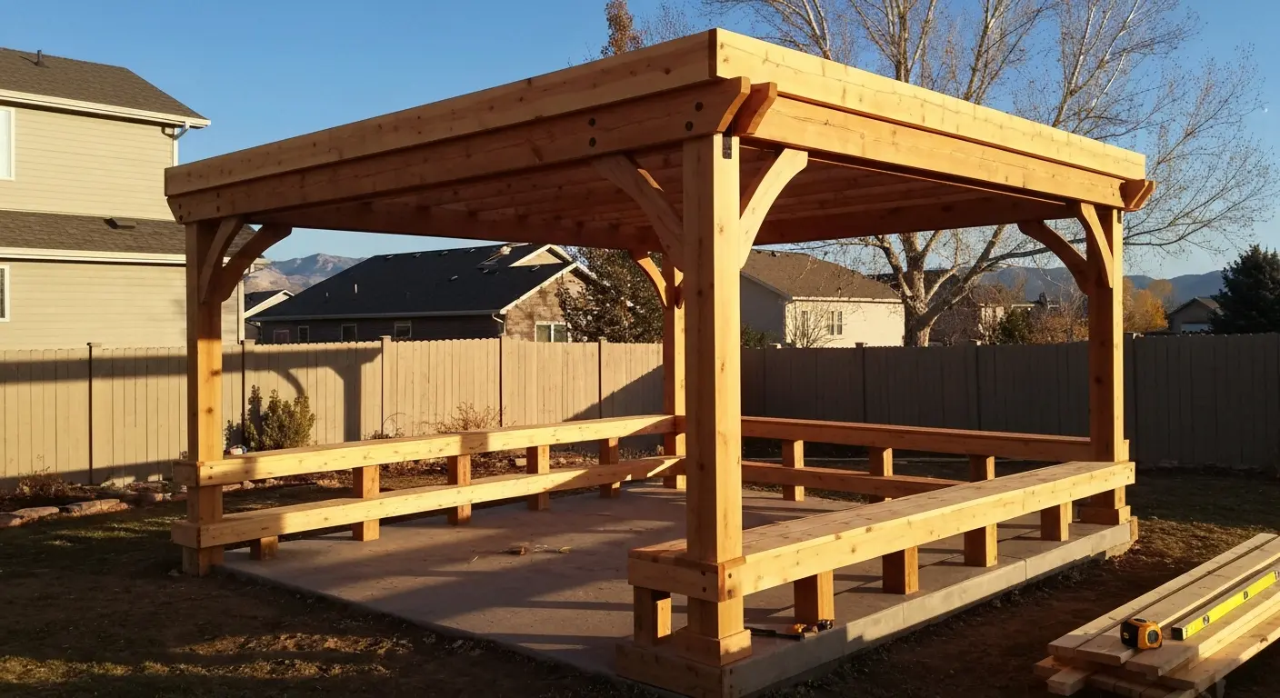 Wooden pergola structure
