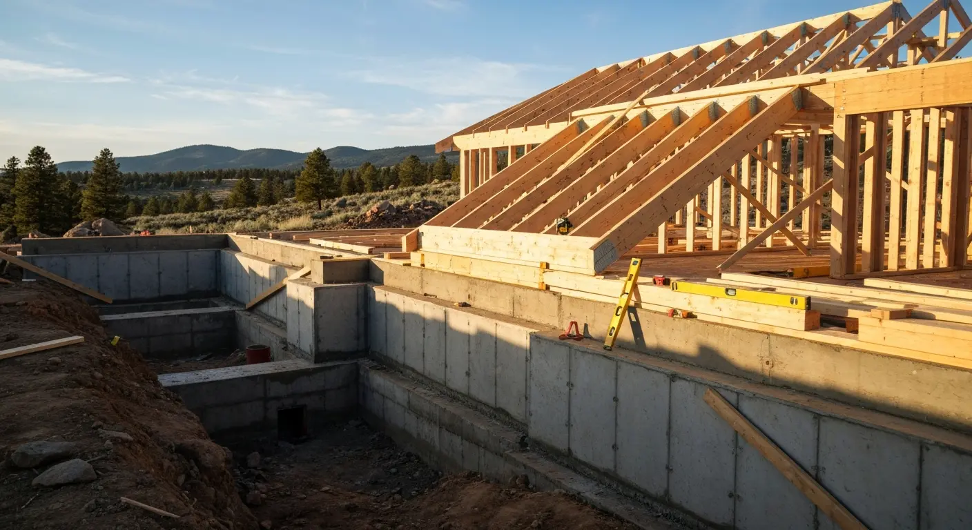 Mountain foundation and framing in high elevation