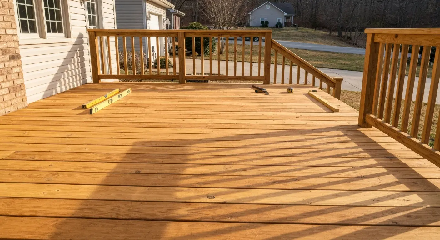 Pressure-treated deck construction