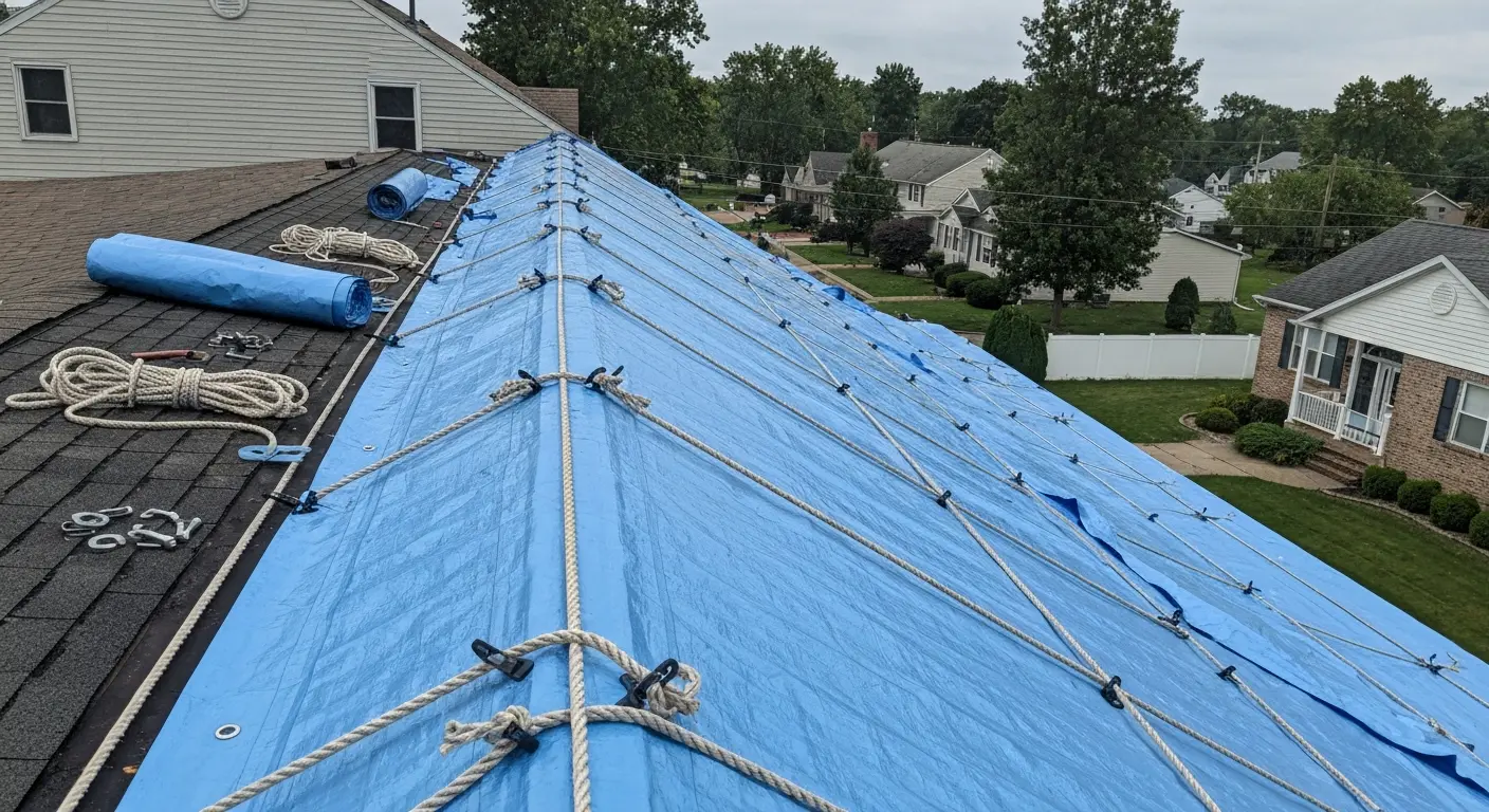 Emergency roof tarping