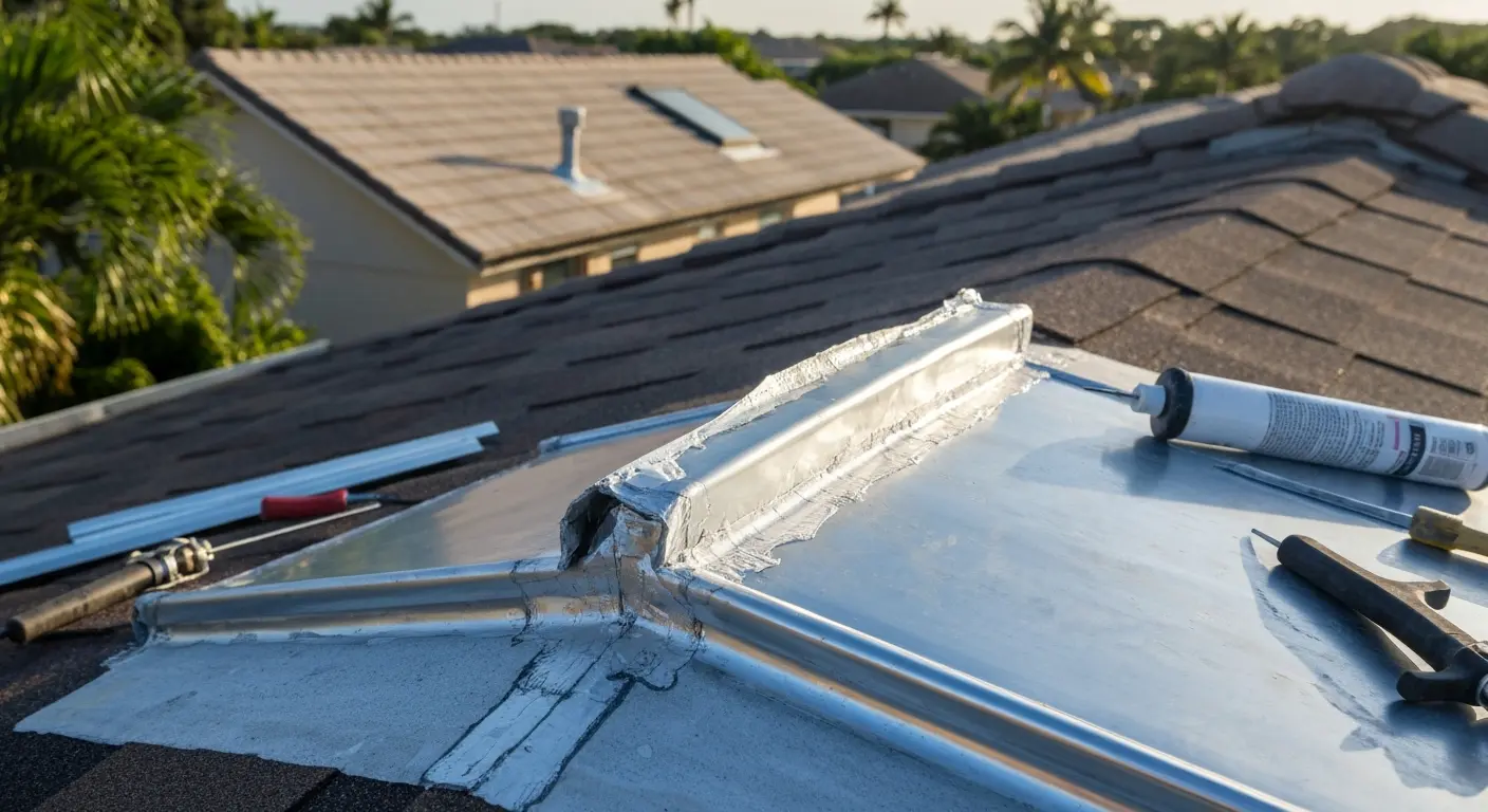 Roof flashing repair in Broward County