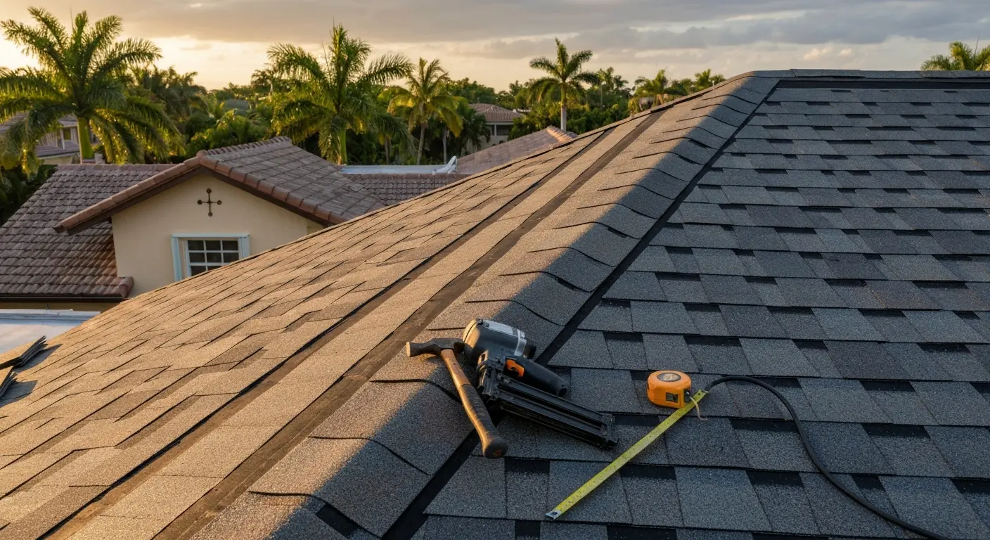 Roof repair in progress