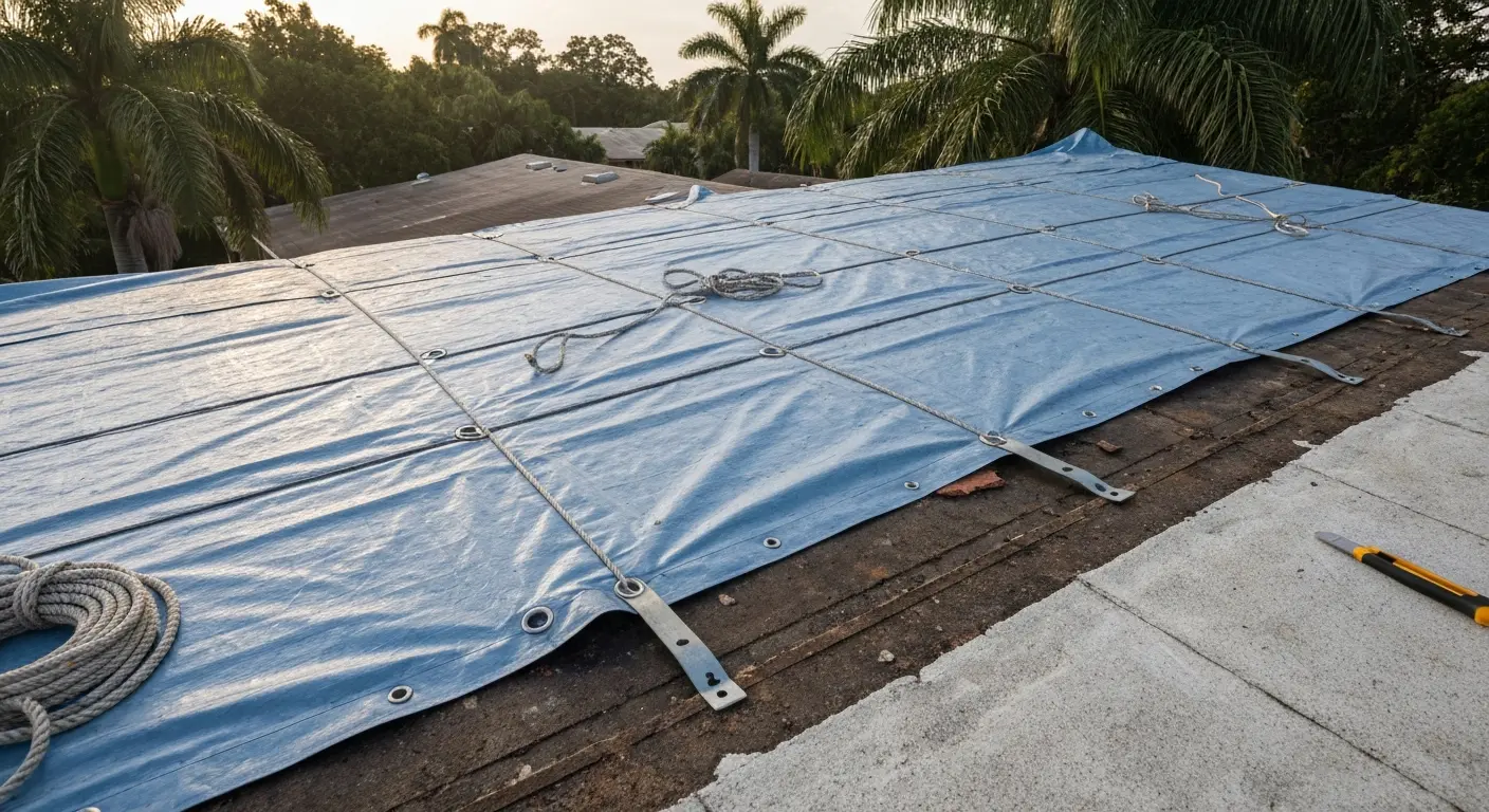 Emergency roof tarping