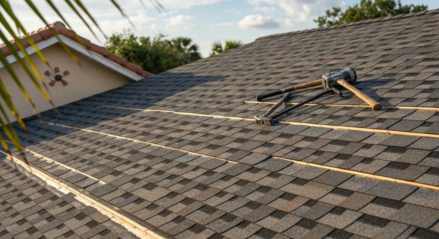Roof repair on residential home