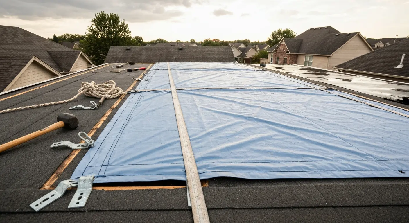 Emergency roof tarping