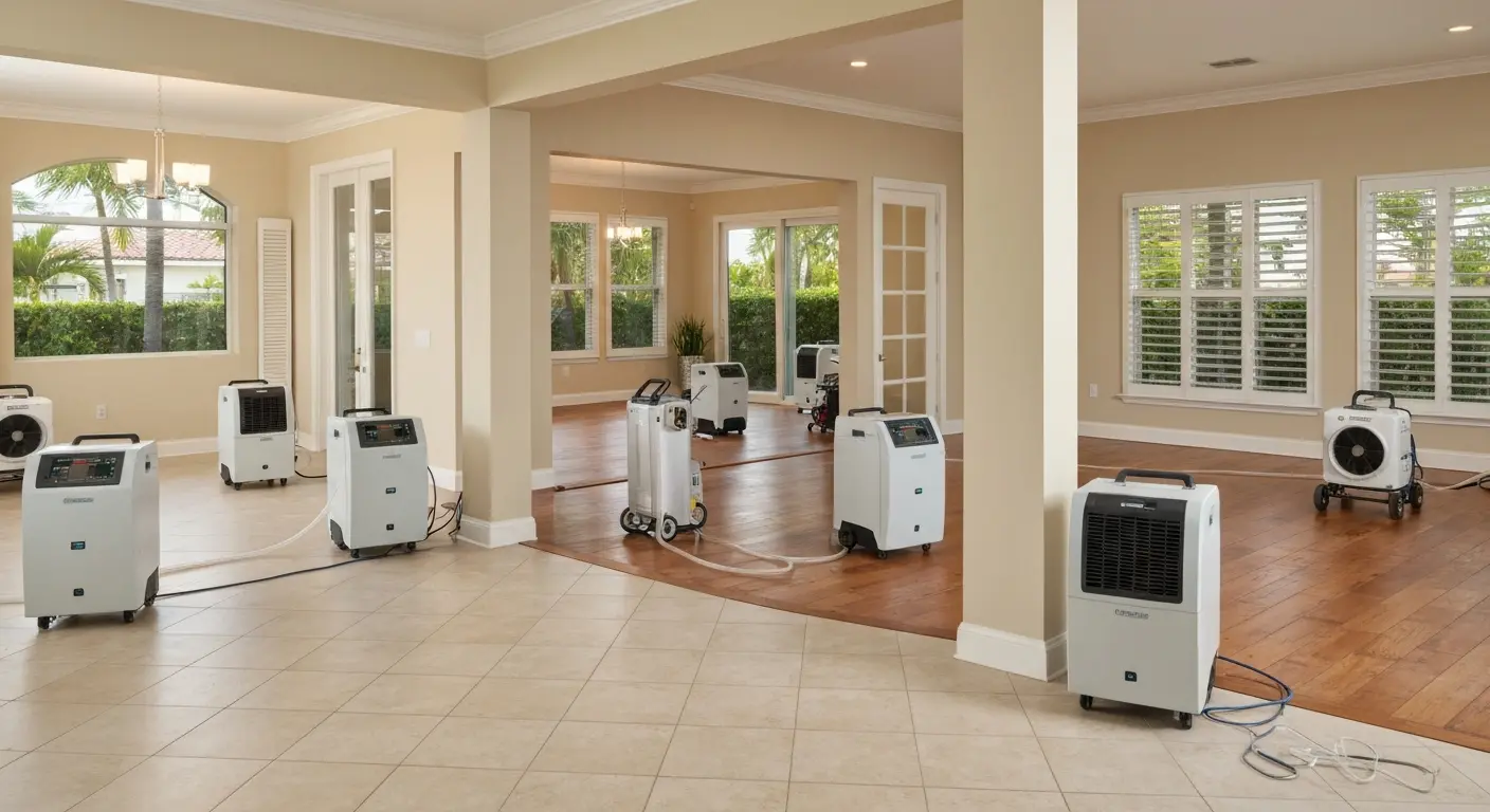 Industrial dehumidifier and air mover setup