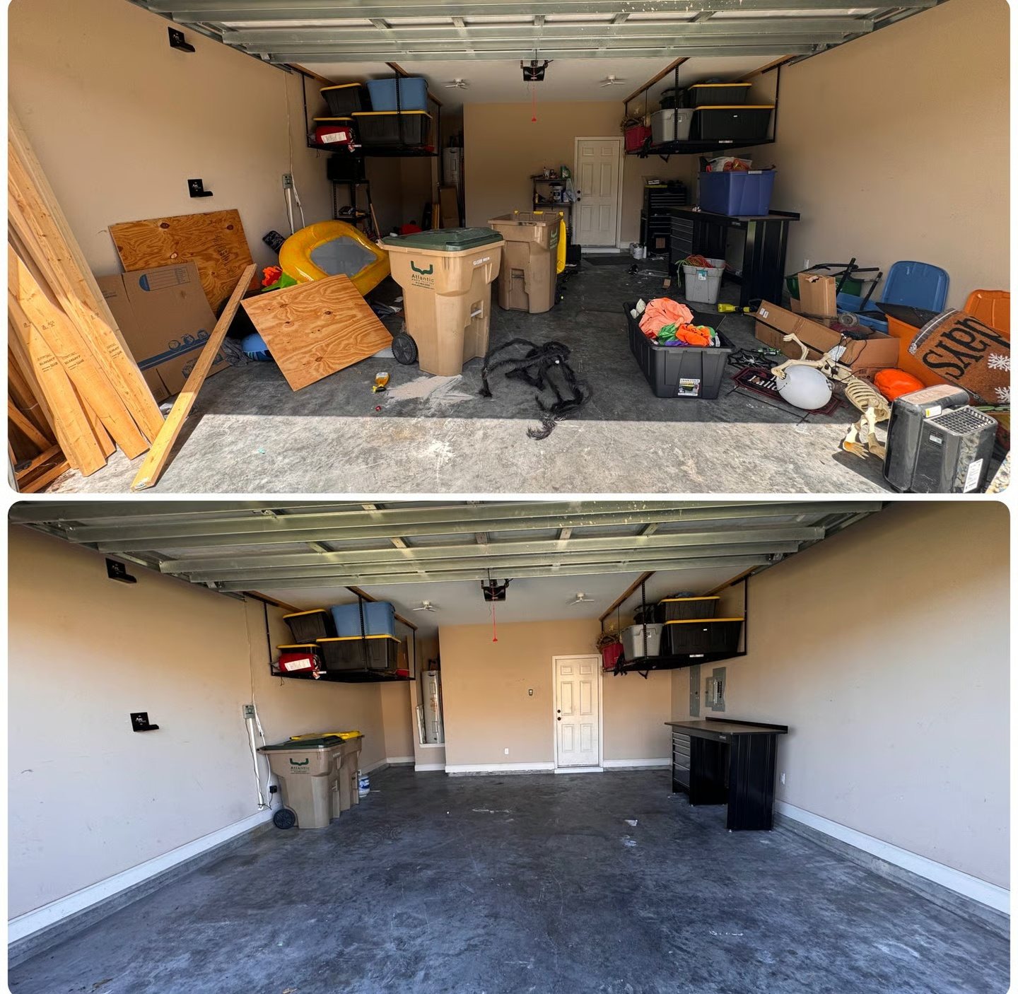 Garage cleanout before and after