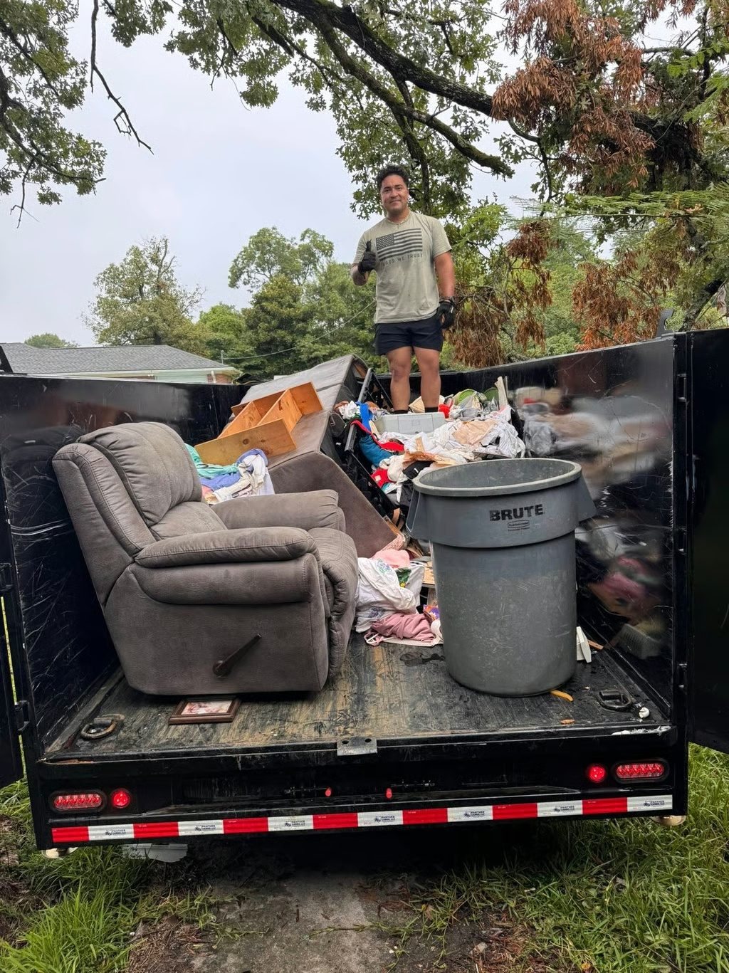 Owner in loaded trailer