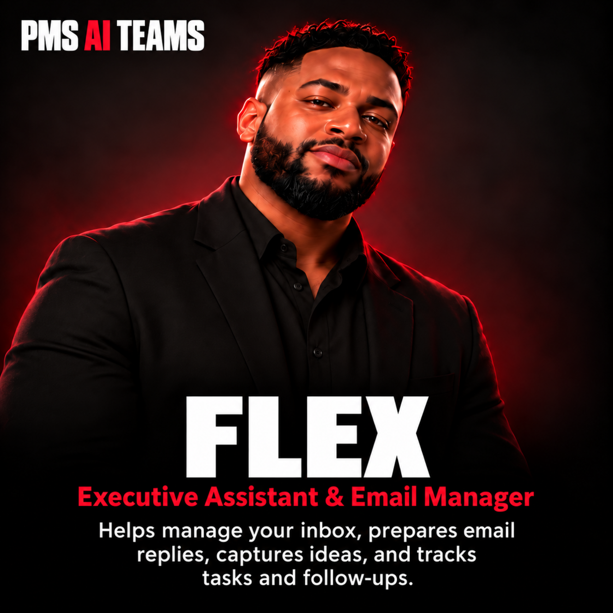 Flex, Executive Assistant & Email Manager. PMS AI agent profile card.
