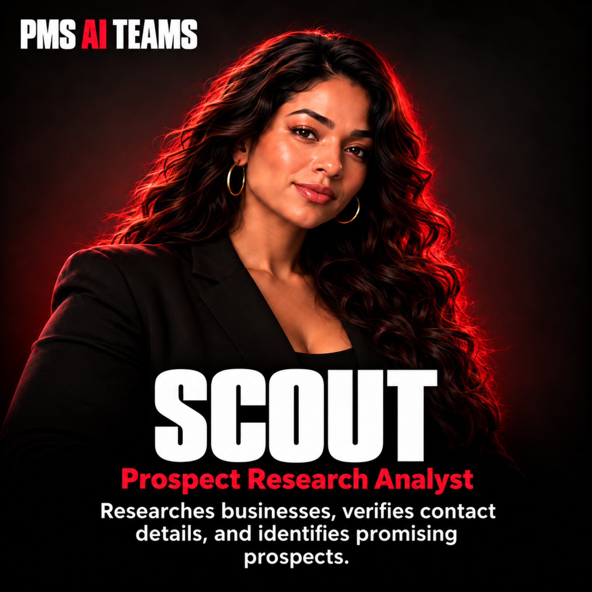 Scout, Prospect Research Analyst. PMS AI agent profile card.