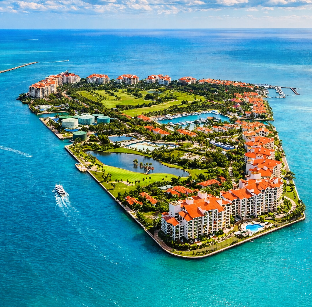 Aerial view of Fisher Island