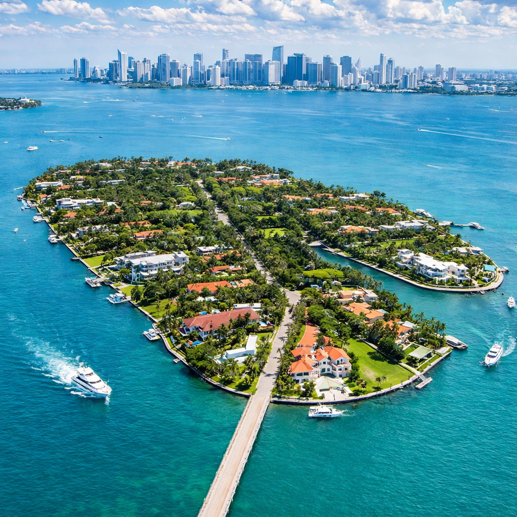 Aerial view of Star Island in Miami