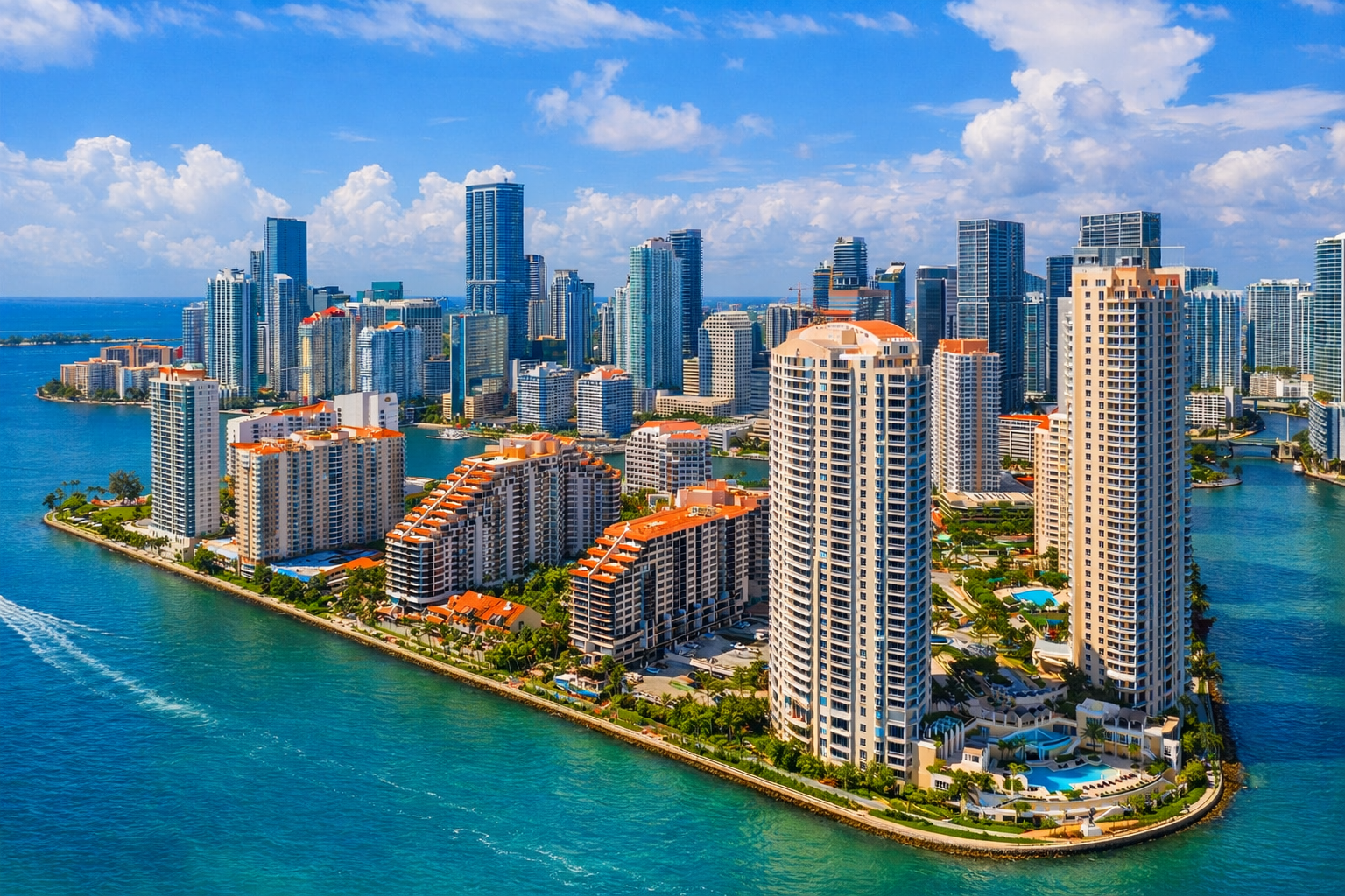 Aerial view of Brickell and Downtown Miami