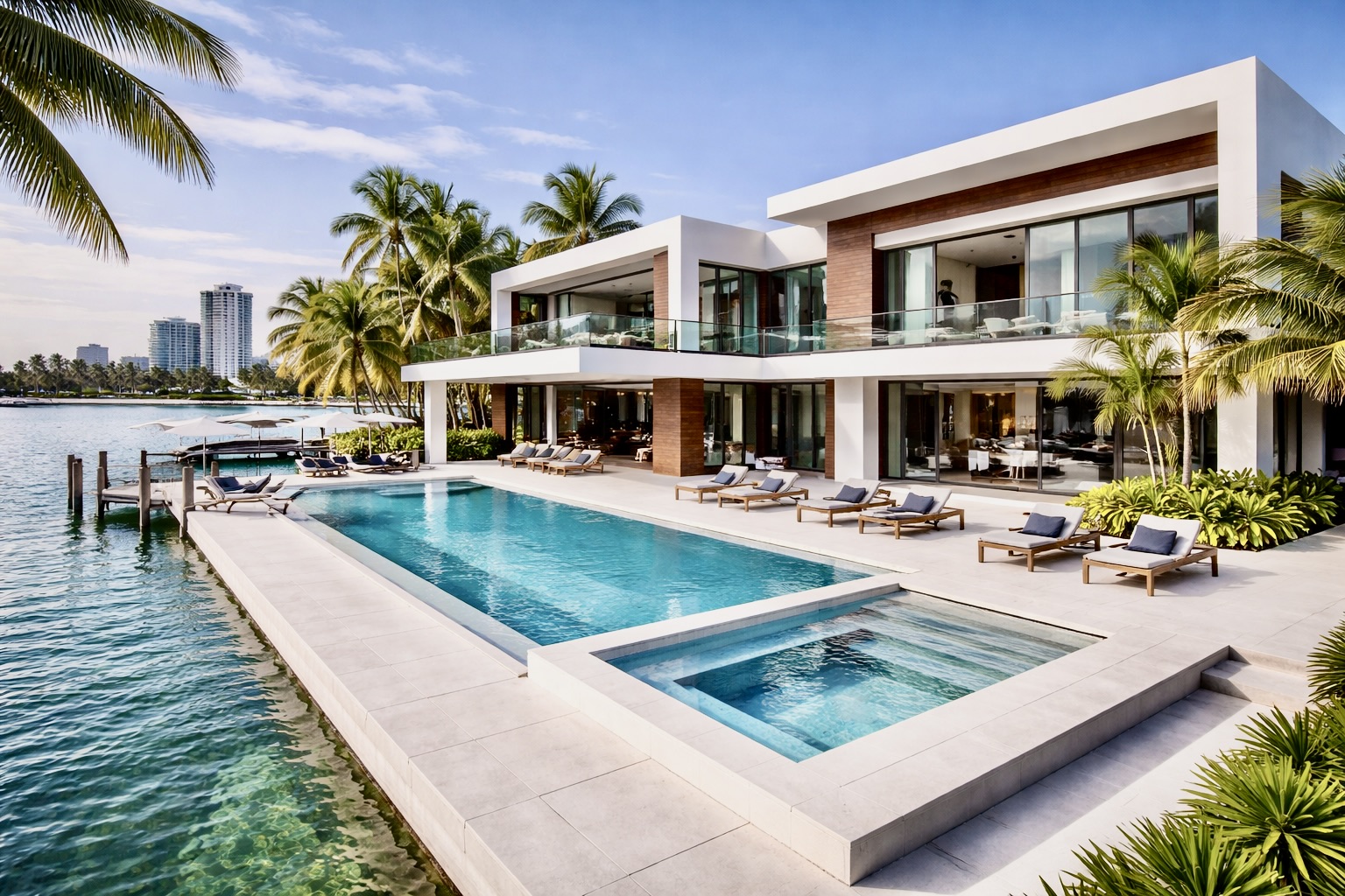 Modern Miami waterfront estate with private dock