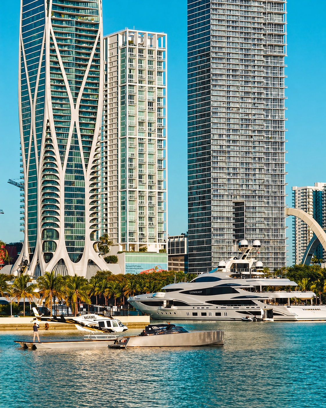 Private jet arrival with helicopter transfer for VIP travel in Miami