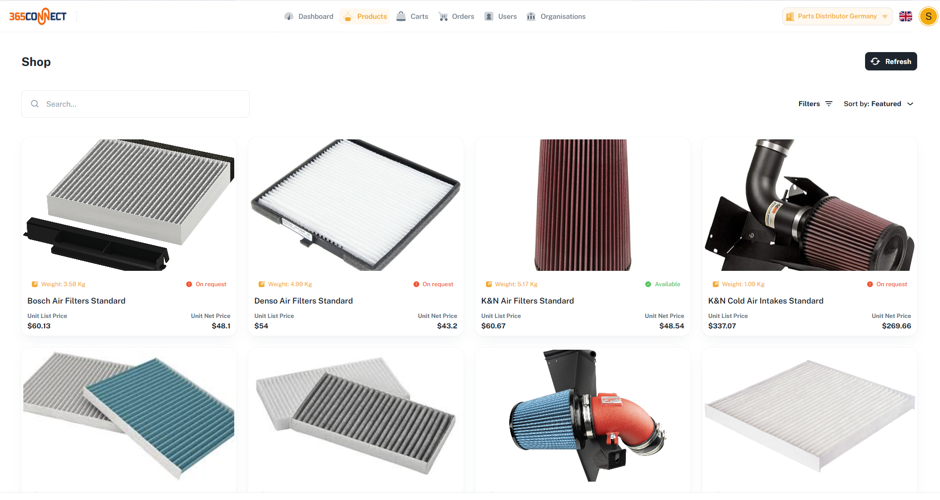 365Connect B2B Product Catalogue