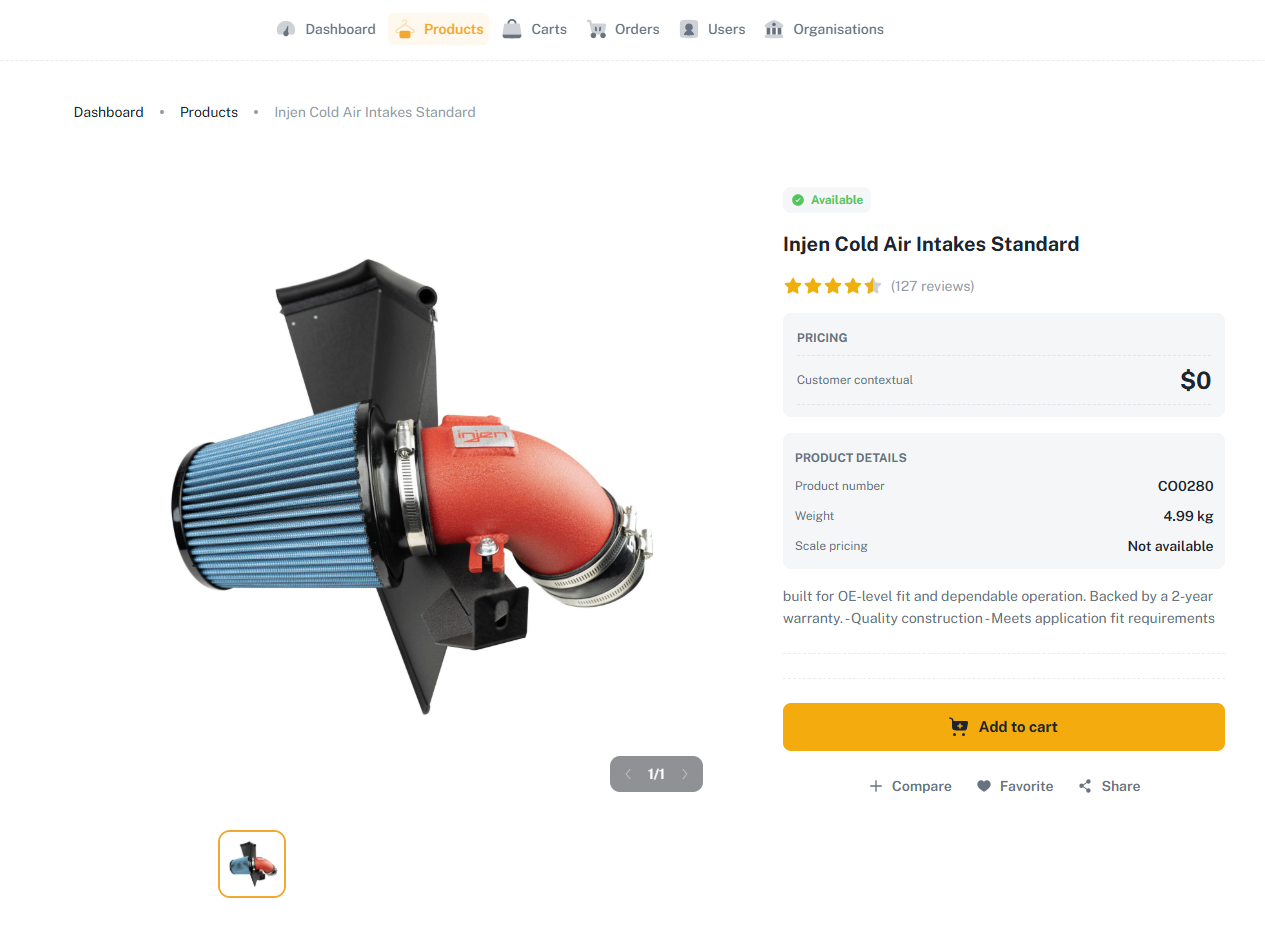 365Connect B2B Product Detail with Scale Pricing