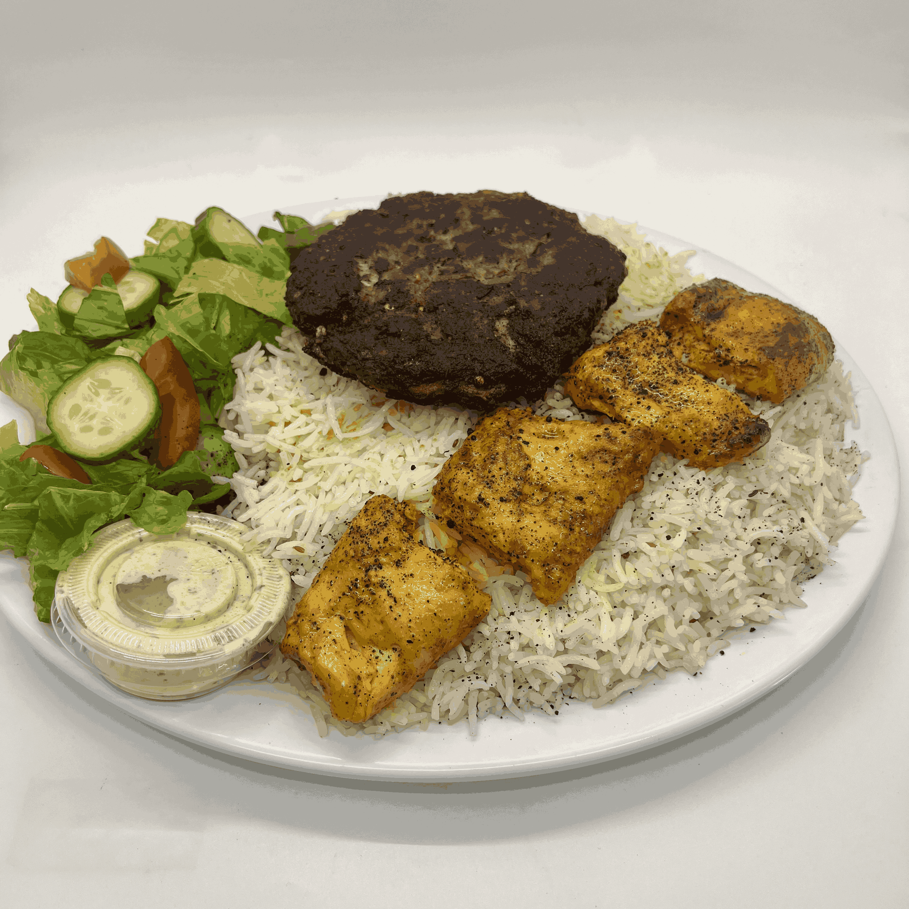 Chicken Kabob and Beef Chapli